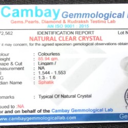 Sphatik Shivling (Oval Shape) – 85.94 Gram Natural Crystal